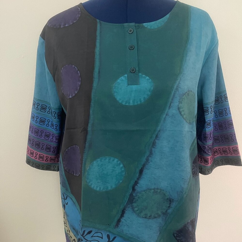 Showy Blue Color Block top NWT